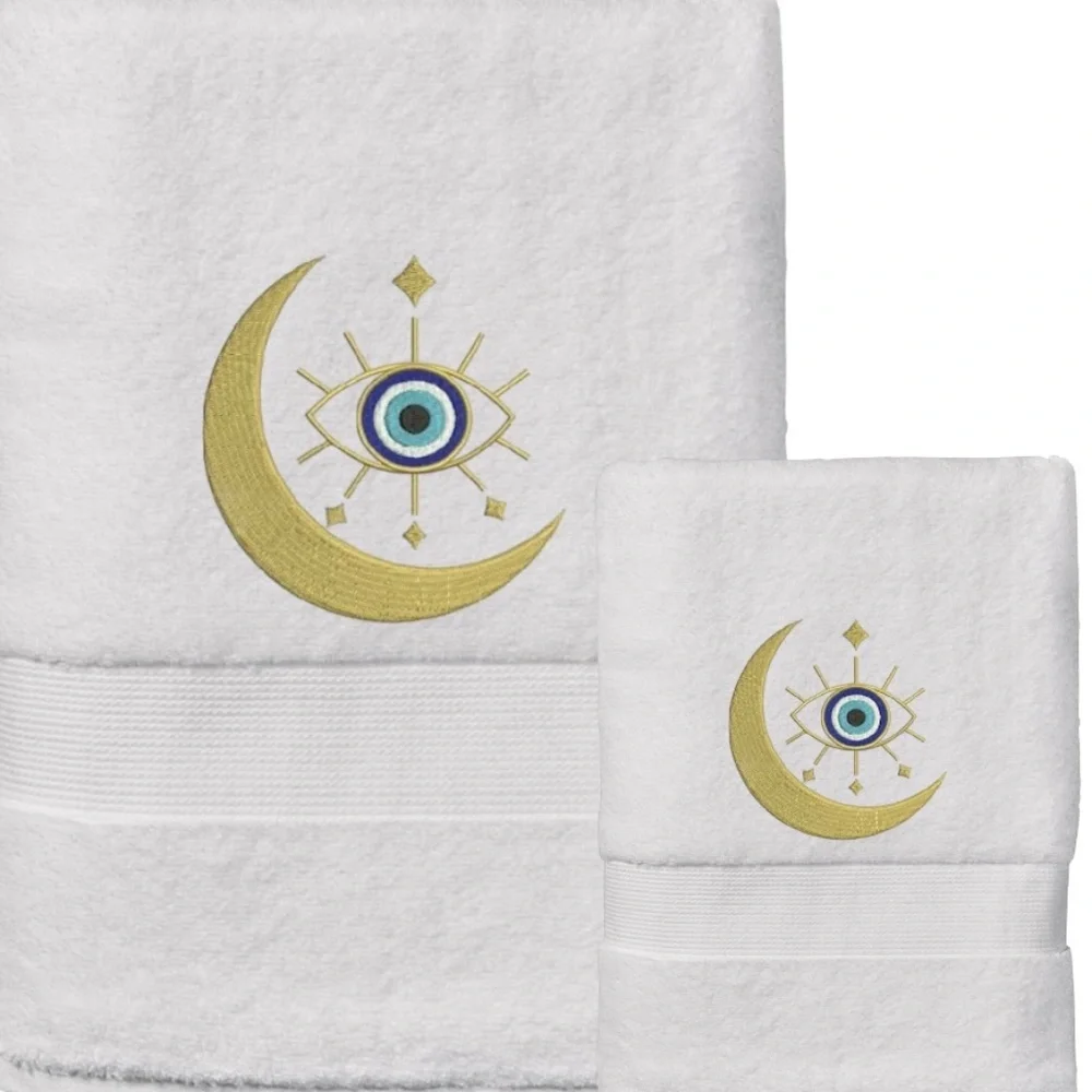 Set Evil Eye Embroidered 1 Hand 1 Bath Pick a set New Made to order Black